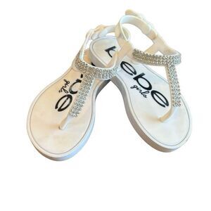Bebe White Jeweled Sandals Size L 9/10 Kids